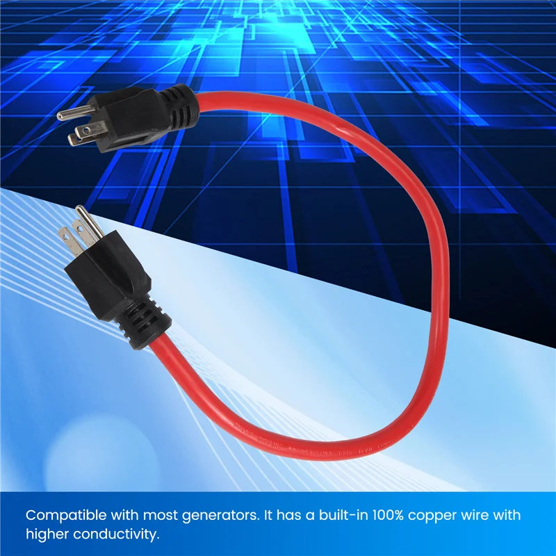 

A20F-1 Piece 3 Prong Enerator Adapter Cord For Transfer Switch,12AWG 125V (2FT) (Red)
