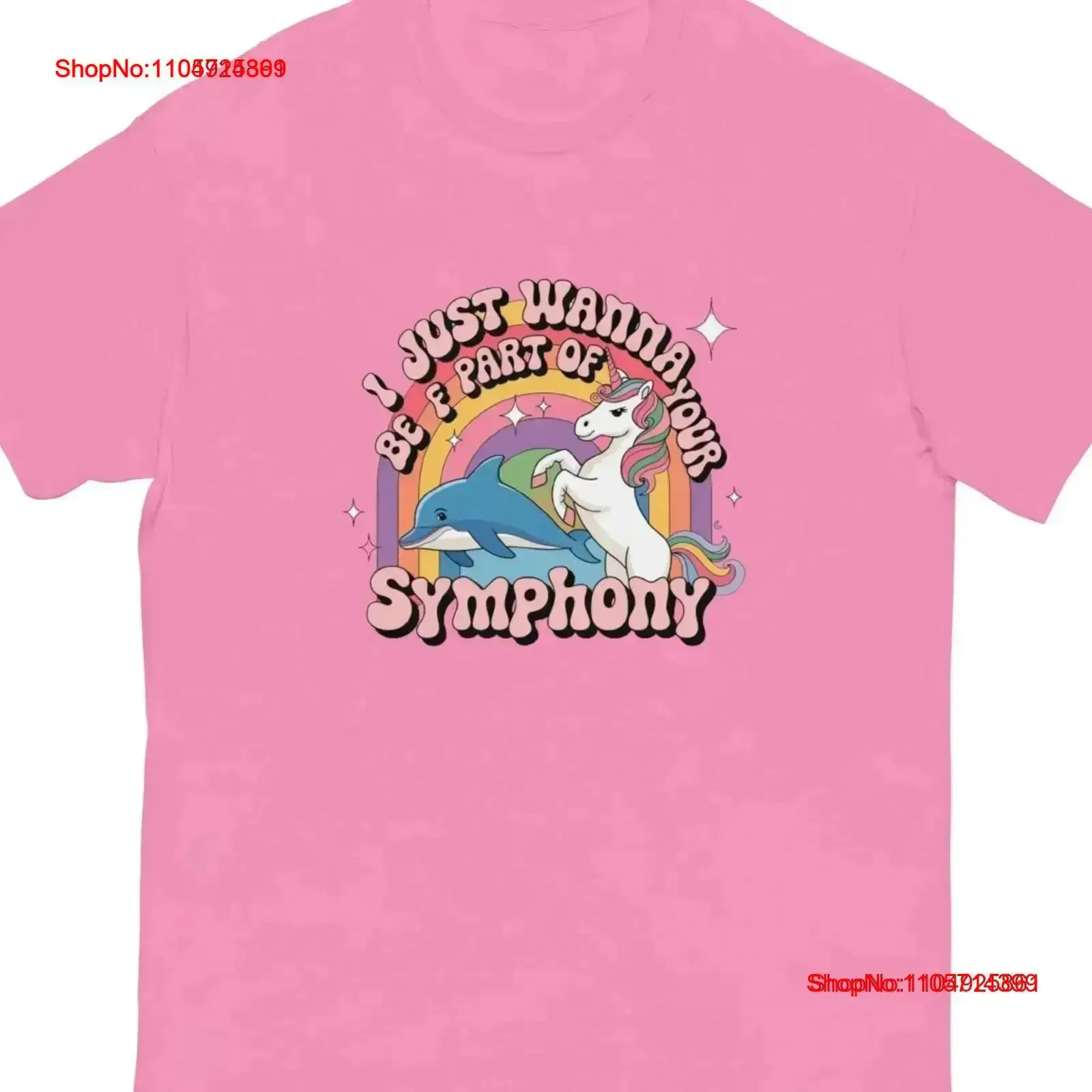 I Just Wanna Be Part of Your Symphony T Shirt Retro Rainbow Dolphin Unicorn Design Nostalgic Ultimate Fantasy Vibes vintage