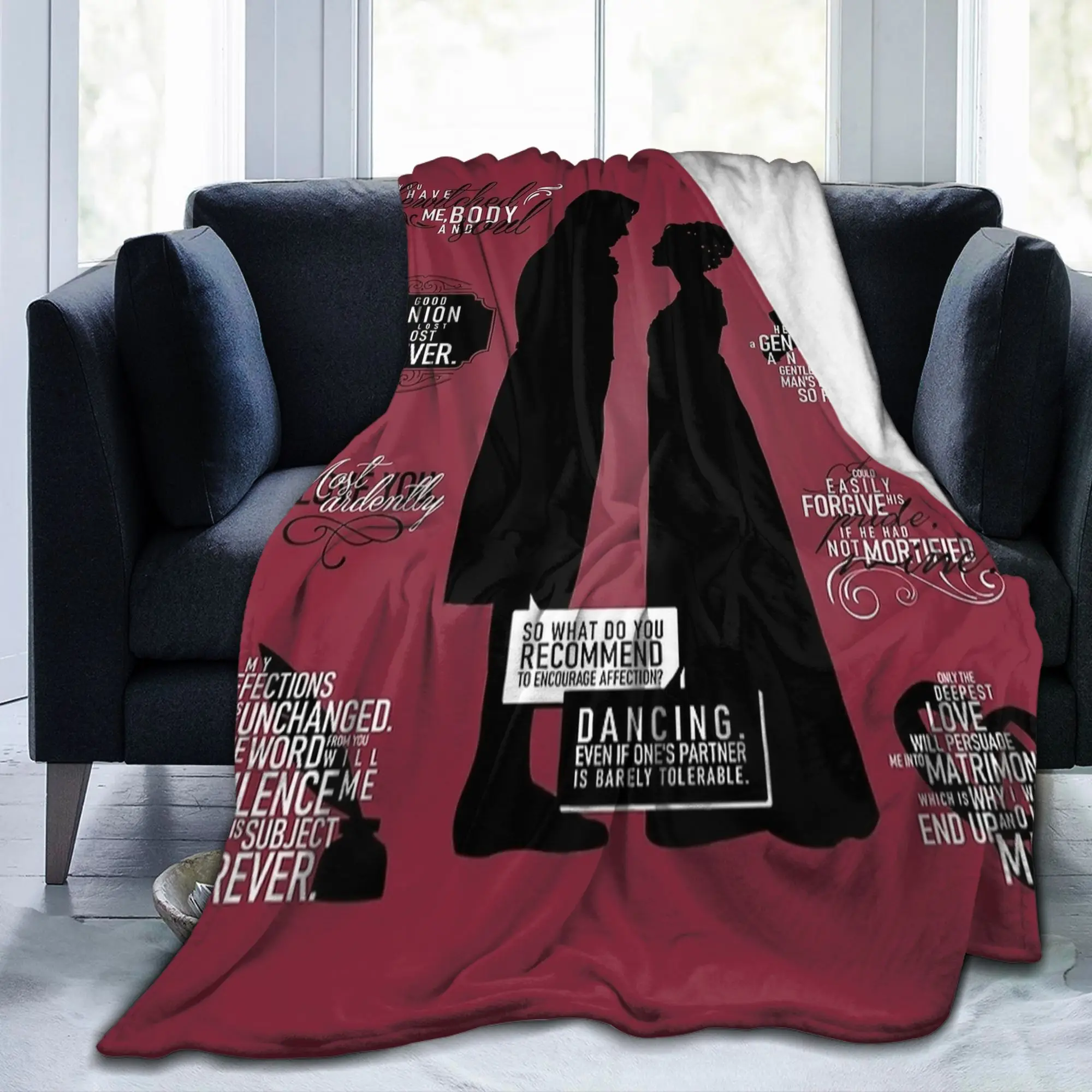 الكبرياء والتحامل ليزي و دارسي يقتبس الصوف رمي البطانيات للسرير بطانية محبوكة السفر سوبر لينة متعددة الوظائف