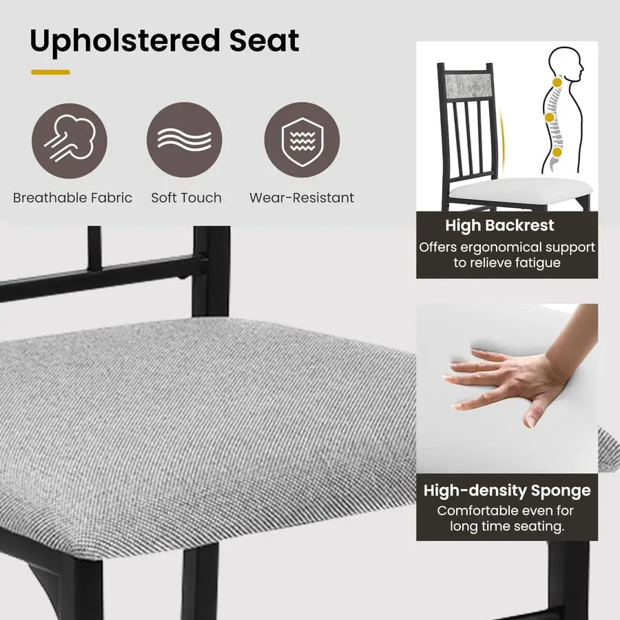 5 Piece Dining Table Set for 4, Faux Marble Kitchen Table and Chairs Set of 4, Vintage Rectangular Dining Room Table with Cushio