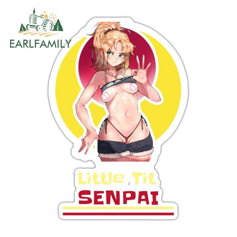 EARLFAMILY اختر Senpai Little Tit Girl ملصق سيارة مصد الزجاج الأمامي الخلفي للكمبيوتر المحمول ملصق مائي JDM مثير بيكيني ملصقات #1