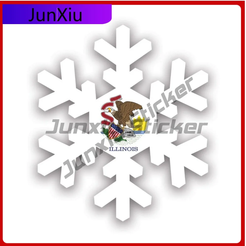 

Illinois Snowflake Sticker Sun Resistant Fade Resistant Racing For Bumper Laptop Helmet Easy To Remove Self Adhesive Accessories