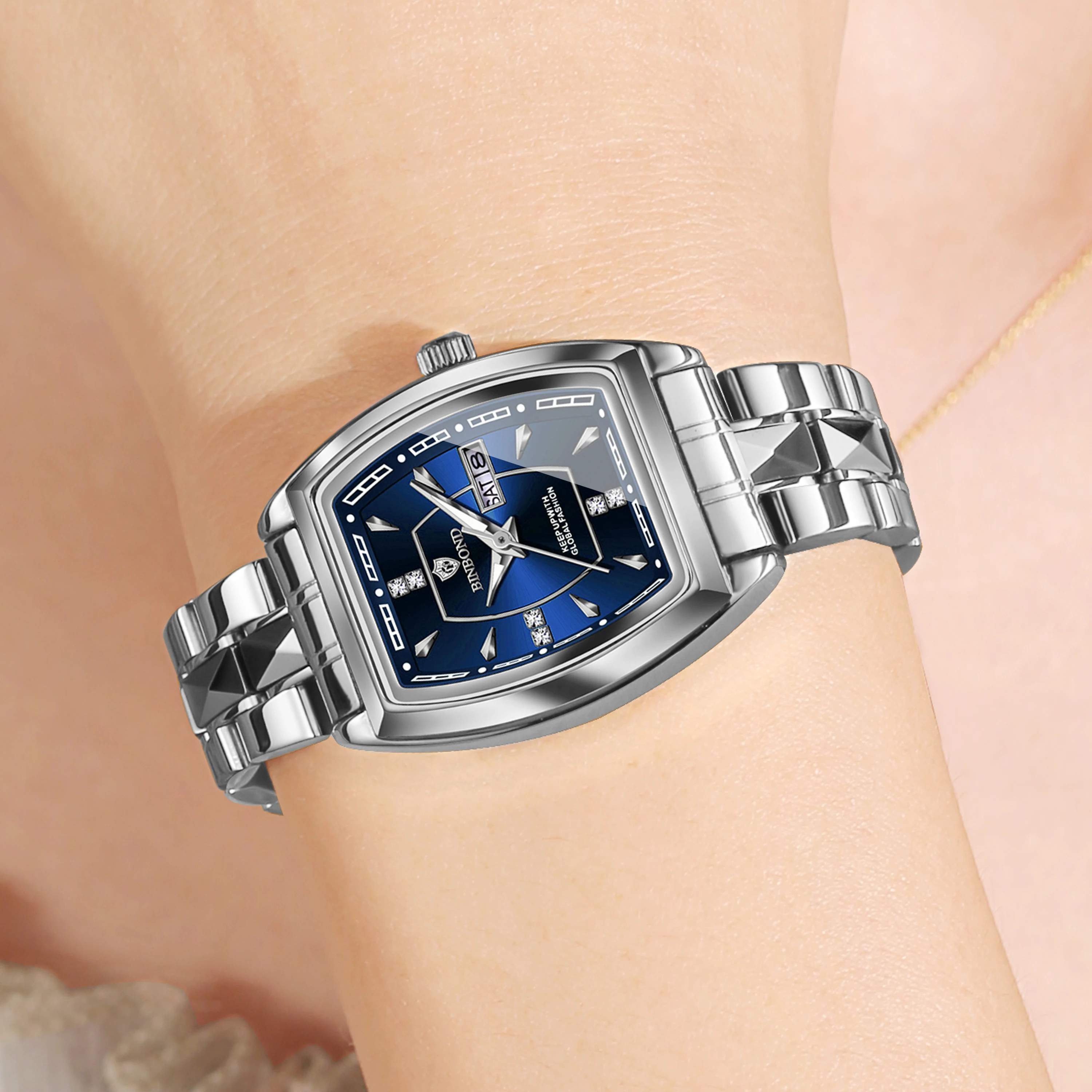 BINBOND Week Display Auto Date Casual Reloj Precise Quartz Watches For Women Luxury Luminous Waterproof Durable Ladies Watch view 3
