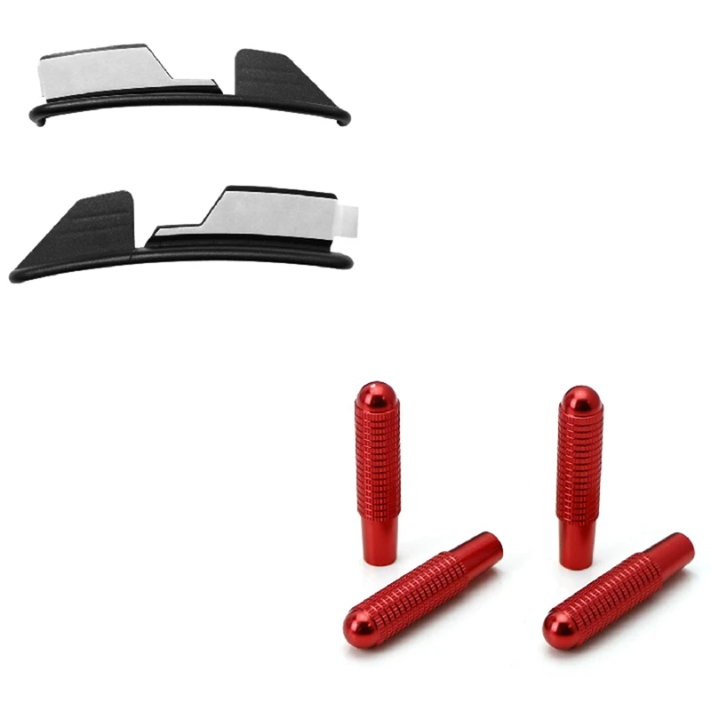 NEW-4Pcs Red Aluminum Bolt-on Replace Door Lock Knobs With Bumper Lip Spoiler Sticker Wheel Eyebrow Fender Canard Splitter