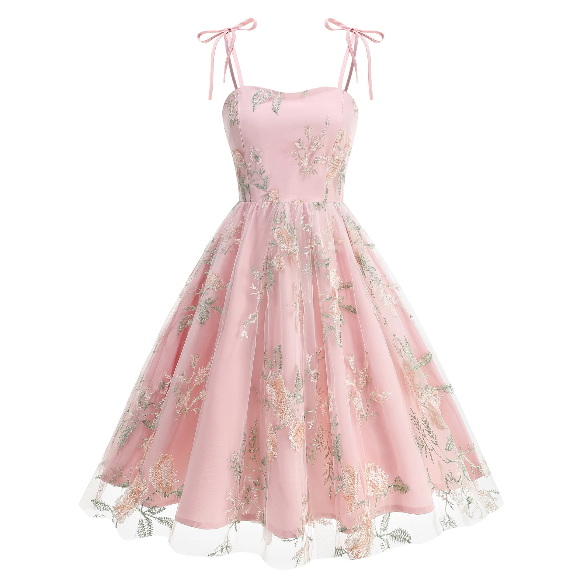 

EINY Элегантное винтажное вечернее платье с вышивкой, цветочным сетчатым узором и завязками, для выпускного вечера, женское, приталенное, расклешенное, роскошное, в стиле Y2K