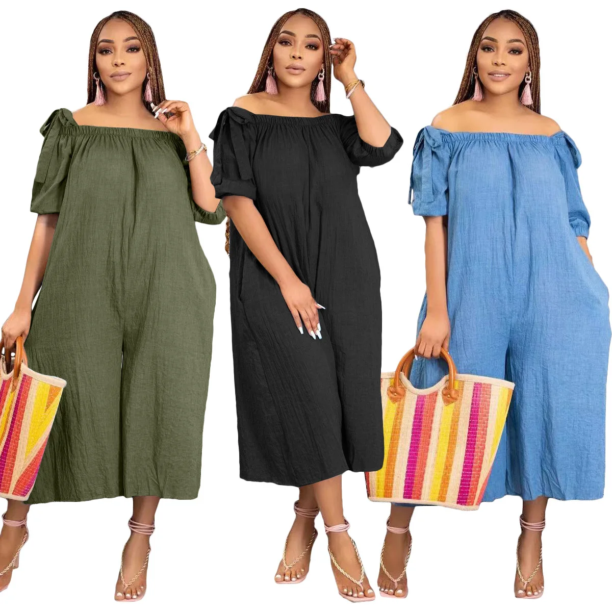 Jump Suits Women One Piece Slash Neck Mid Length Pants Straight Rompers Lace Up Y2k Streetwear Jumpsuit Work Leisure 2026 Spring