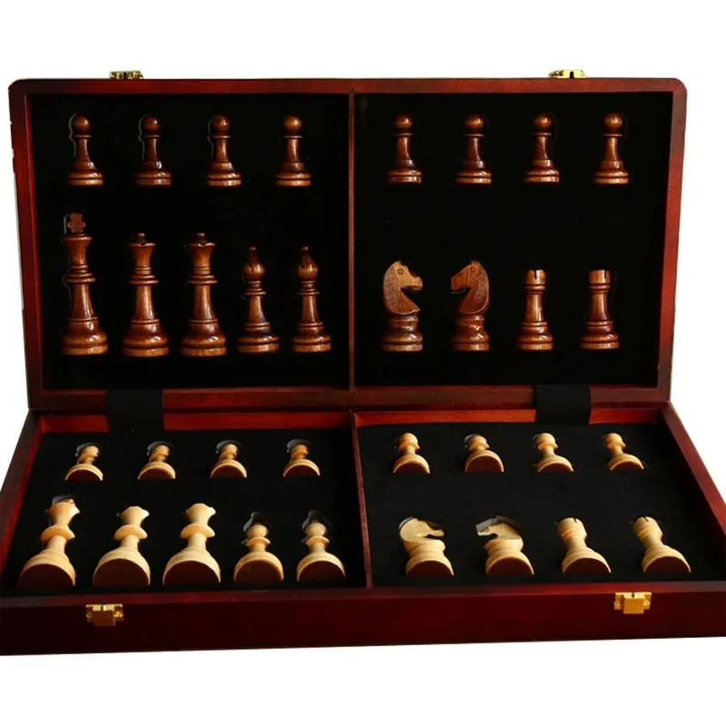 

20" Extra Large Solid Walnut Wooden Chess Set with 2 Extra Queen Pieces - King Height 4.25''