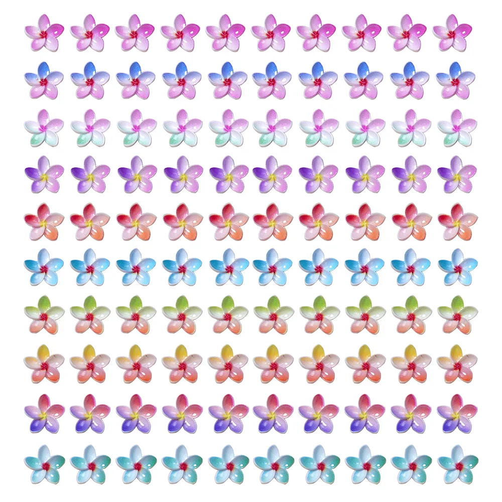100Pcs 3D Colorful Resin Mini Flower Gems Flatback Figurines Scrapbook Pretty little flowers Applique Nail Art Decor Crafts