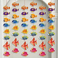 Under The Sea Party Decorations Tropical Fish Garlands Banner Ocean Fish Paper Cutouts Hawaii Hanging Banner Decor for Summer