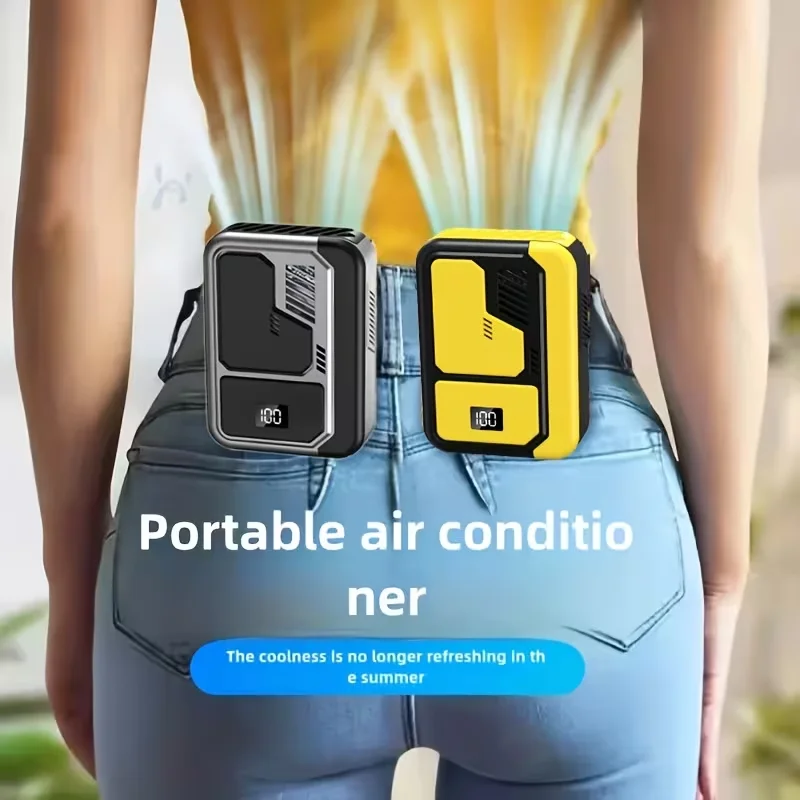 Taillenclip-Ventilator, persönlicher Gürtelclip-Ventilator, tragbarer Mini-Halsventilator zum Umhängen für Arbeiten im Freien, Wandern, Camping, USB-wiederaufladbar