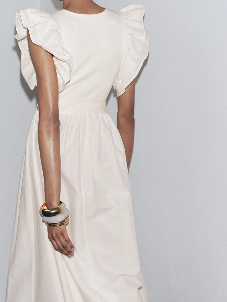 Ele Summer 2025, Damen Dr mit Gürtel, mehrlagig, rund, Ne Splice Dr, hohe Taille, S Sve, reine Farbe, Par Dr