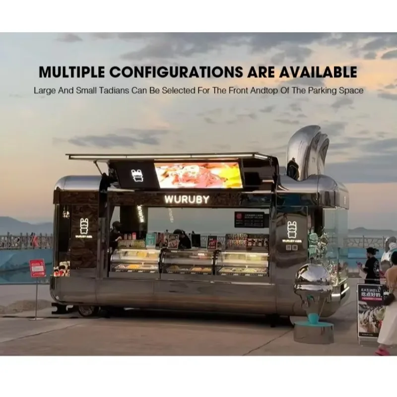Customized Street Fast Food Truck Bbq Coffee Mobile Cart Taco FoodTruck Fully Equipped Kitchen Outdoor Food Trailer