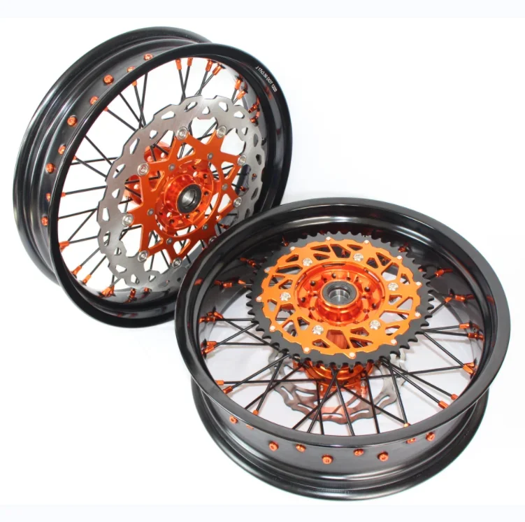 Factory High Performance 125 250 300 450 EXC Aluminum Alloy Spoked 17 Inch Supermoto Wheels