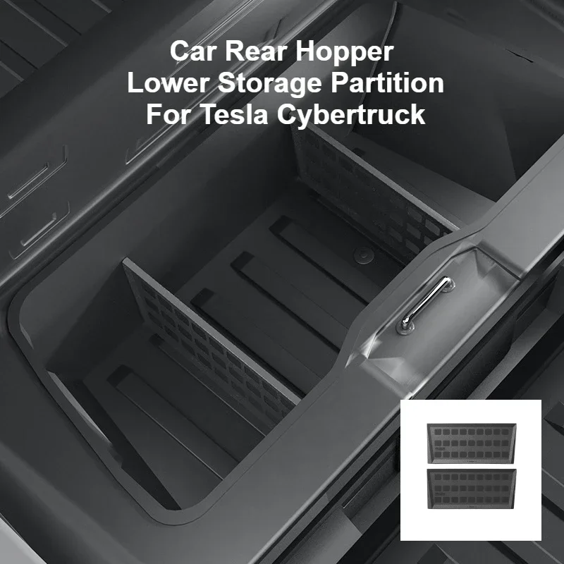 

Car Rear Hopper Lower Storage Partition for Tesla Cybertruck 2024-2026+ Lower Rear Bucket Partition Interior Car Accessories