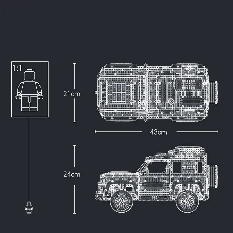 Technical Car Lands SUV Rover Defender 90 Compatible 10317 Bricks Toys Model Buiding Project for Adults Construction Gifts Kids