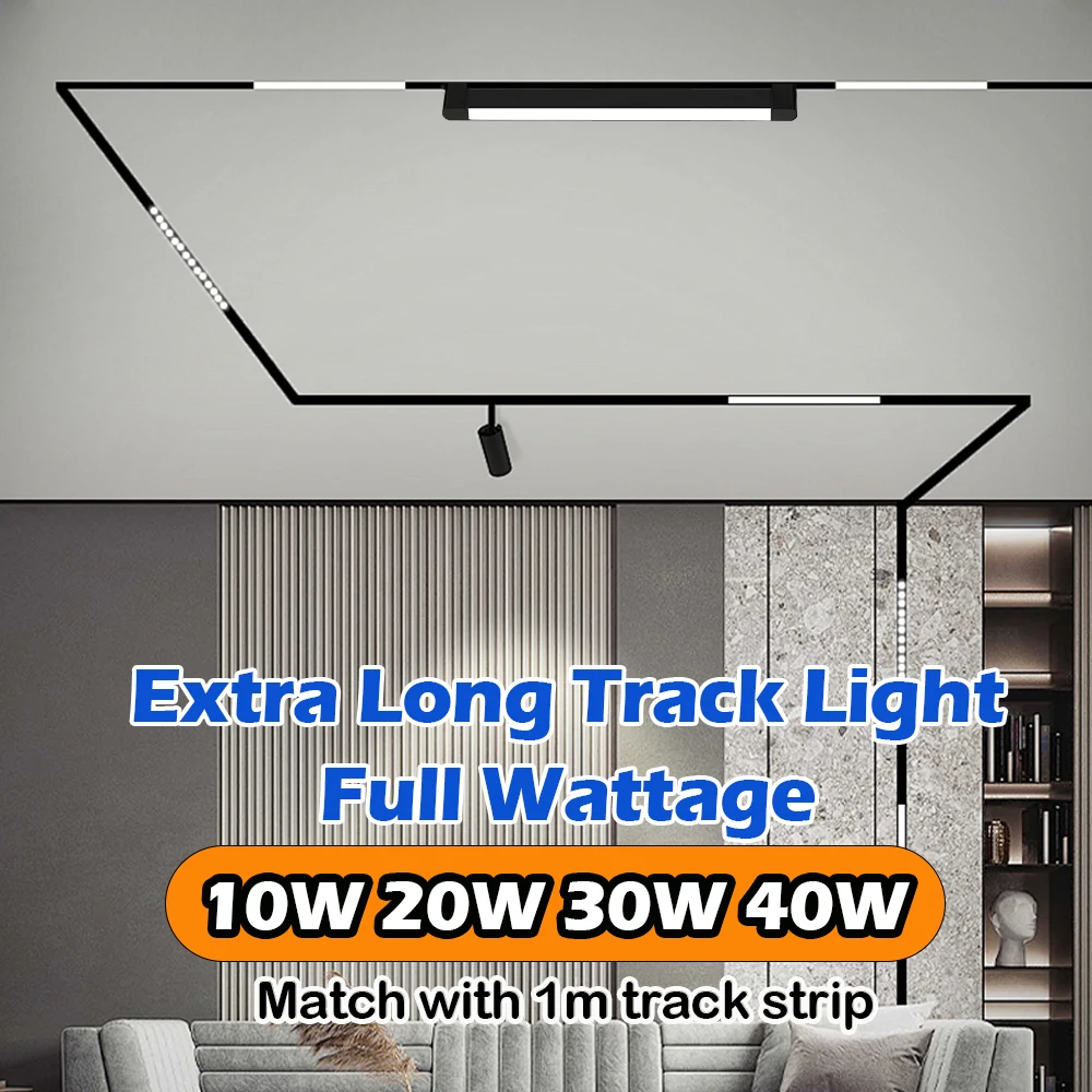 40W LED Ceiling Lamp Track Lights Spot with Rail 1M Spotlight on Ceiling Track 50W Floodlight Store Lamp for Industrial Lighting