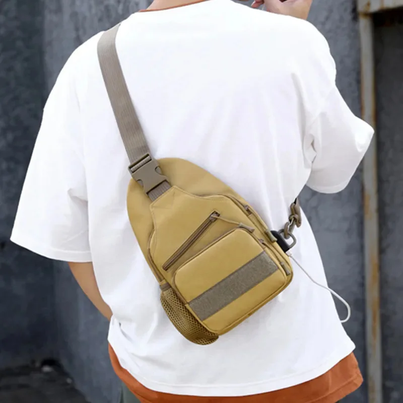 New Multifunction Men's Chest Fashion USB Charging Shoulder Phone Casual Male Crossbody Sports Travel Sling Bag