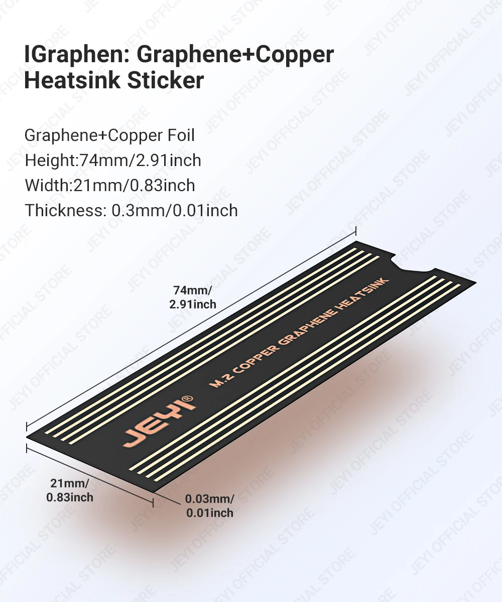JEYI Graphene 2280/42/30 M.2 SSD-Kühlkörper, Doppelschicht-Graphen-Kühlkörper und Kupferfolien-Design-Kühler für Laptops – Detail 8