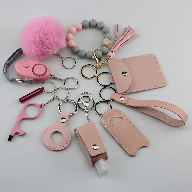 Safety Keychain DIY 11pcs Self Defense Security Keychain Set With Personal Alarm Protective Keychain Accessories For Women Girls