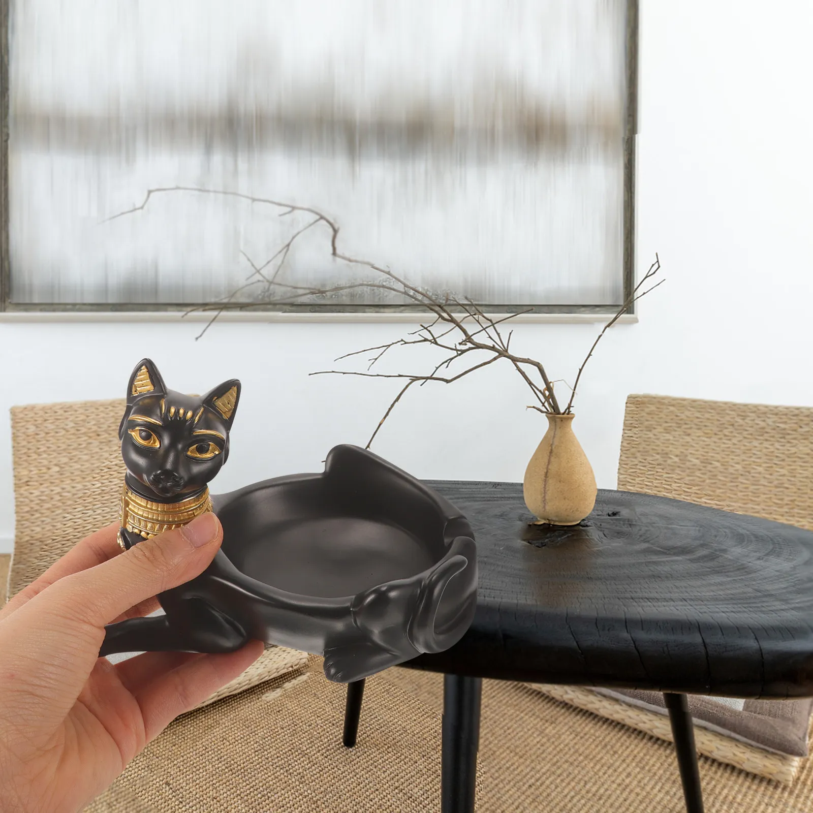 

Реалистичная подставка для украшений в виде кошки из смолы, декоративный органайзер для хранения, многофункциональный настольный органайзер, тарелка для колец и мелочей