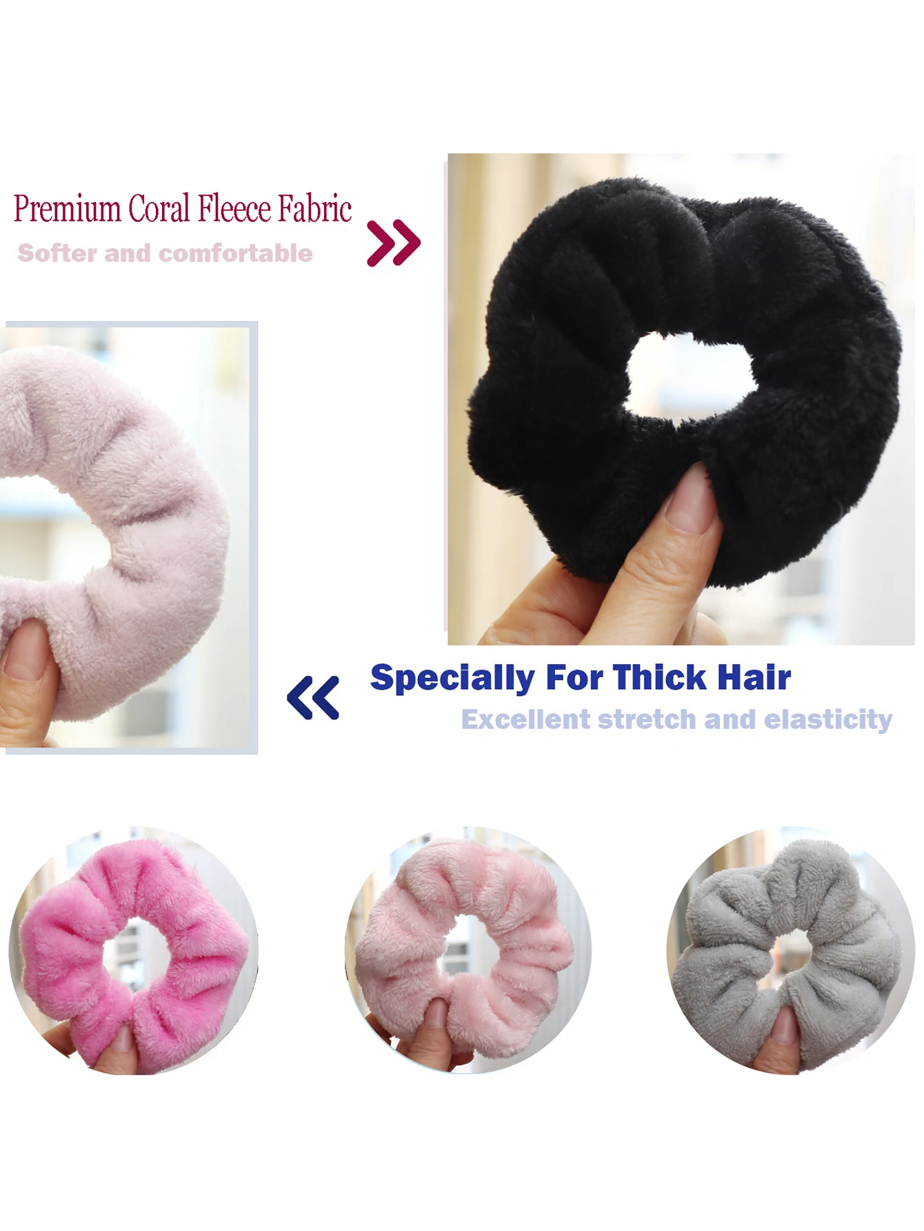 4er-Pack Haargummis, flauschig und weich, elastische Plüschhaargummis, Haargummis für Pferdeschwänze, die das Haar schützen, ohne es zu beschädigen_voghion.com