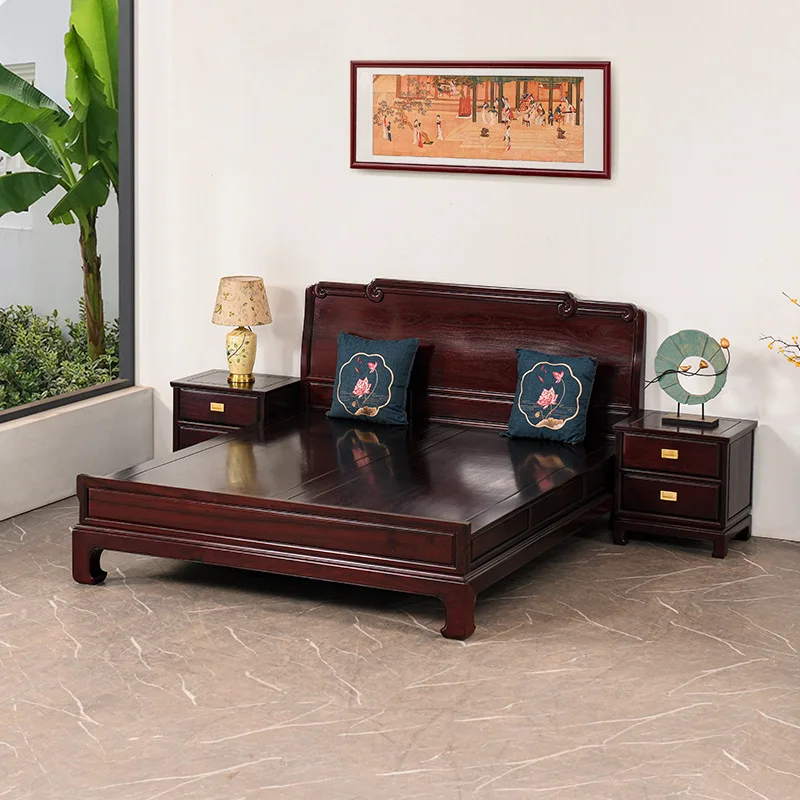 LMM1 all solid wood traditional tenon and mortise master bedroom 1.8 double bed antique carving 1.5 meters household wedding bed