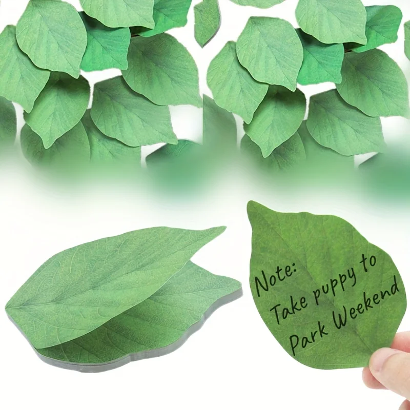 Nature-Inspired Green Leaf Sticky Notes - 50 Sheet Plant-Themed Memo Pad for Creative Organization, School Supplies