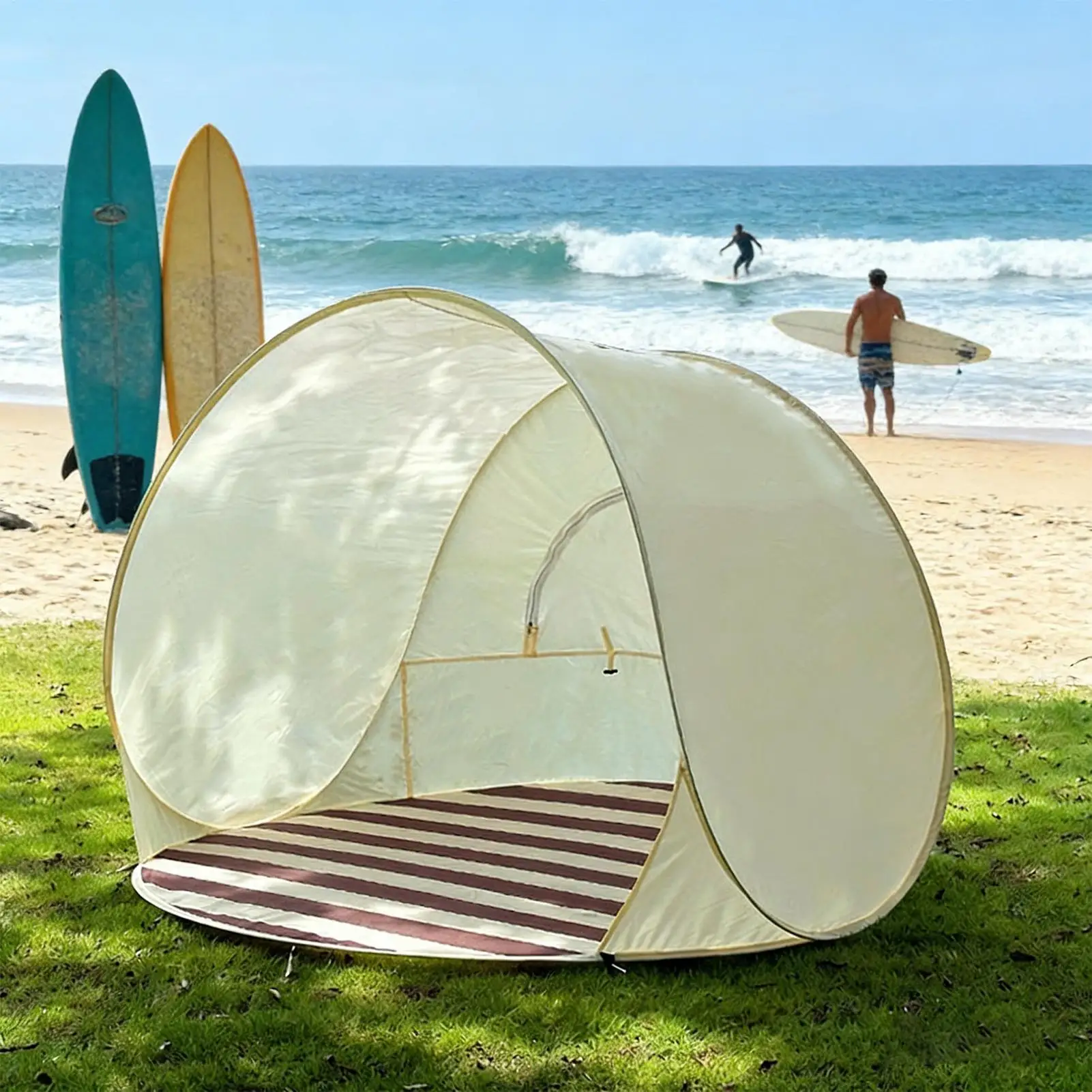 Tragbares Outdoor-Campingzelt mit Ein-Klick-Öffnung für 3-4 Personen, Großräumiges Sonnenschutz-Strandzelt, Garten- und Strandzelt