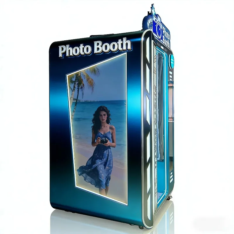Custom Coffee Shop Korean Photo Booth Vending Machine All-in-One Portable Self-Service Photo Booth Coin Operated LED Photo Booth