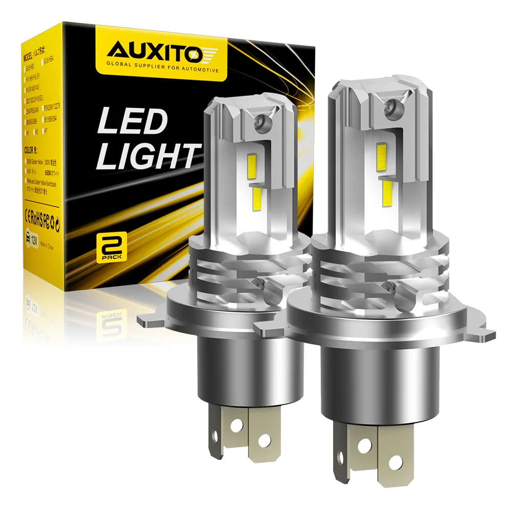 AUXITO H4 Bezwentylatorowa żarówka LED CSP do motocykla samochodowego 9003 LED Hi/Lo Światła drogowe i mijania Automatyczna lampa przednia 12V 12000Lm
