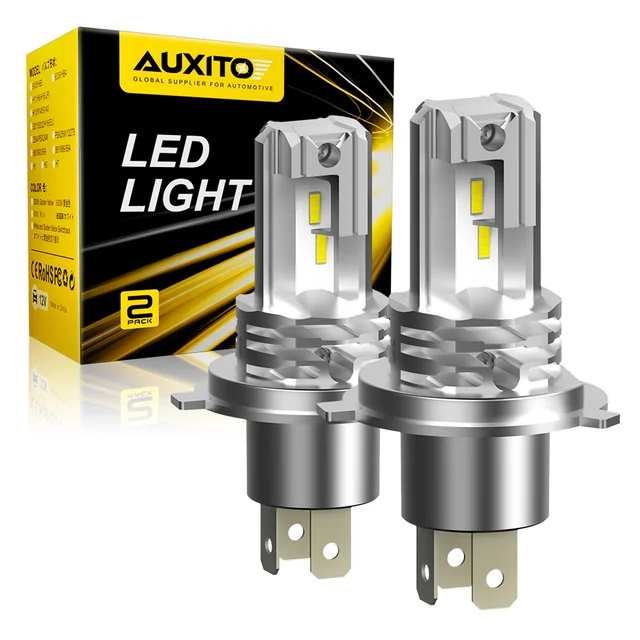 AUXITO H4 Bezwentylatorowa żarówka LED CSP do motocykla samochodowego 9003 LED Hi/Lo Światła drogowe i mijania Automatyczna lampa przednia 12V 12000Lm