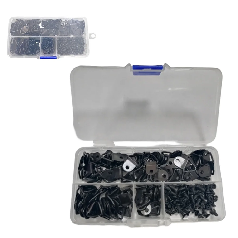 100Pcs Metal Triangle D Ring Picture Frame Hooks With Screws For Hanging Photos Artwork Mirrors Wall Decor Hardware Fasteners