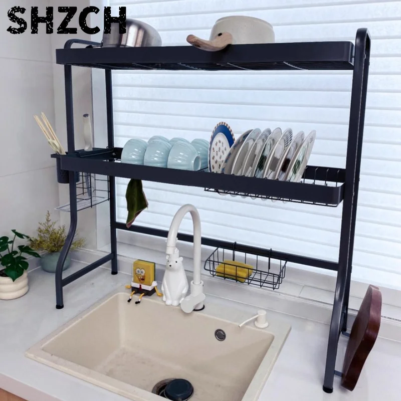 ‌Stainless Steel Sink Drainer, Adjustable Dish Rack, Scratch-Resistant Utensil Holder, Space-Saving Kitchen Organizer