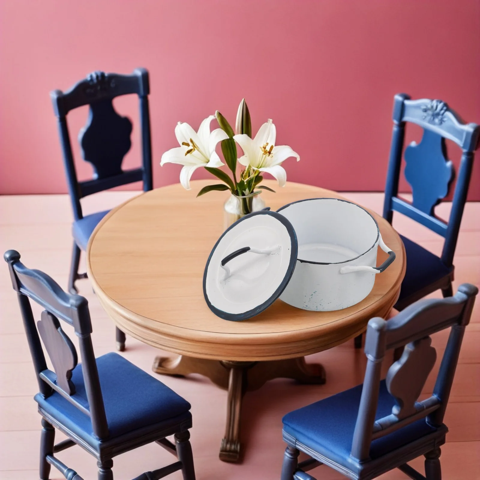 2 Stuks Decoratieve Miniatuur Potten 1:12 Schaal Wit Met Blauwe Rand Saus Pot Voor Mini Huis Accessoires Keuken Mini Simulators