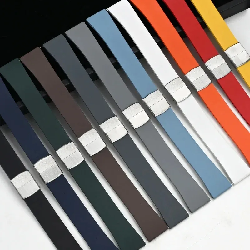 يصلح لكارتييه سانتوس تانك بالون بلو دي CTS FKM حزام ساعة مطاطي مع الإفراج السريع نشر مشبك أشرطة ساعات اليد