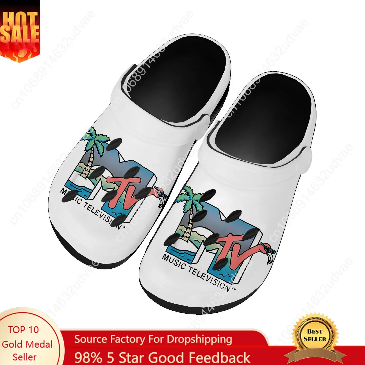 Mtv Music Television أحذية ماء رجل إمرأة مريح حديقة المنزل قباقيب تخصيص الصنادل الشاطئ ثقب تنفس النعال #1