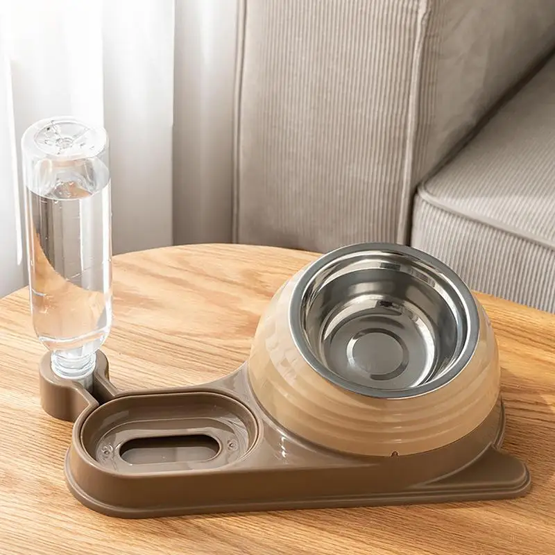 Cat Food Bowl With Water Dispenser Tilted Cat Food And Water Bowl Set With Water Dispenser Snail Shape Pet Dish Raised Cat Dish