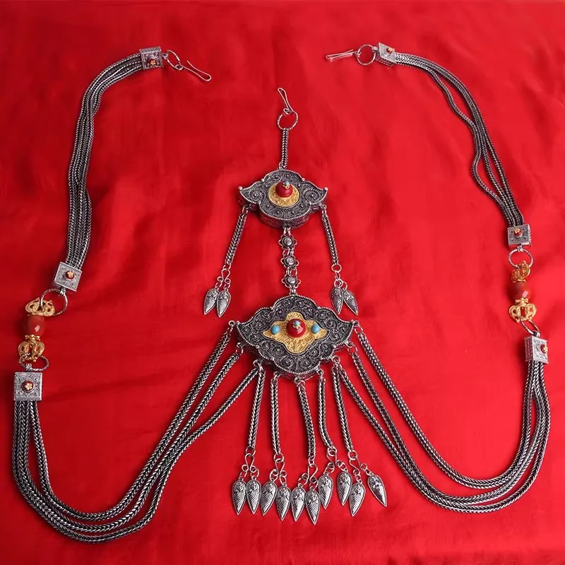 

Chinese Tibetan-style Alloy Imitation Ancient Silver Metal Ethnic Style Waist Accessory Waist Chain