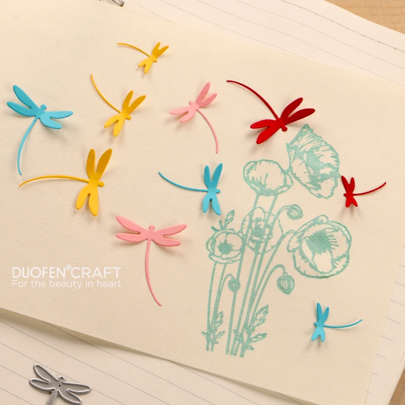 DUOFEN METAL CUTTING DIES 3pcs Small dragonflies dragonfly embossing stencil DIY Scrapbook Paper Album paper crafts 2022 ew