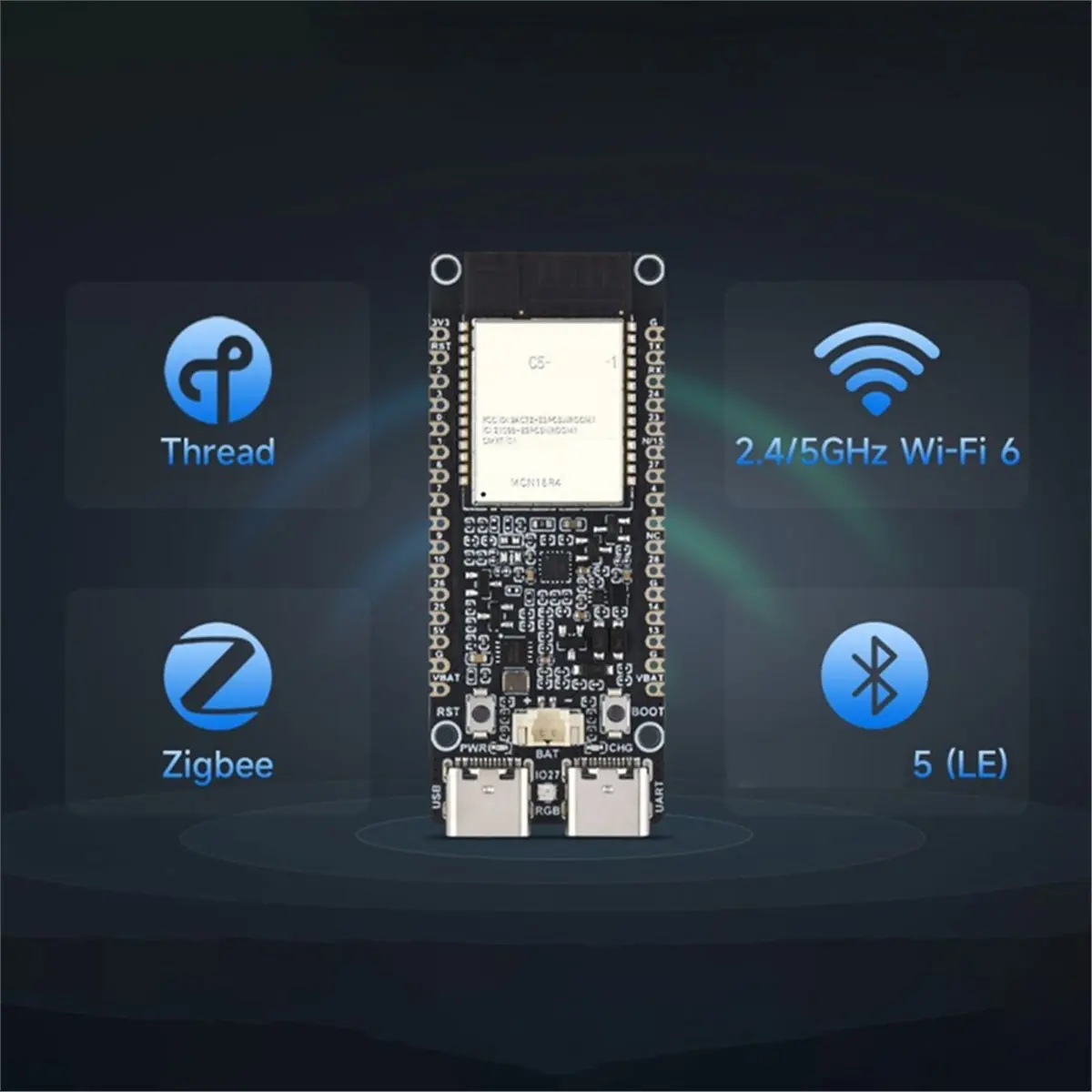 [AC18 Digital]/For C5 WIFI6 Development Board WiFi 6 2.4GHz 5GHz Dual-Band BLE 5/Thread/Zigbee 240MHz RISC-V MCU Module