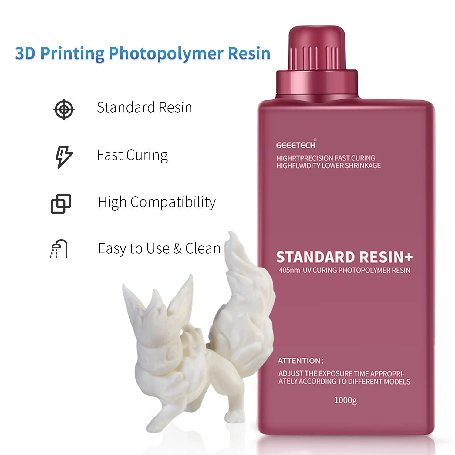 Geeetech LCD/DLP 3D Printer Resin 1Kg 405nm 4K/8K UV Cured High Precision Printing Liquid Photopolymer Resin For LCD Printer