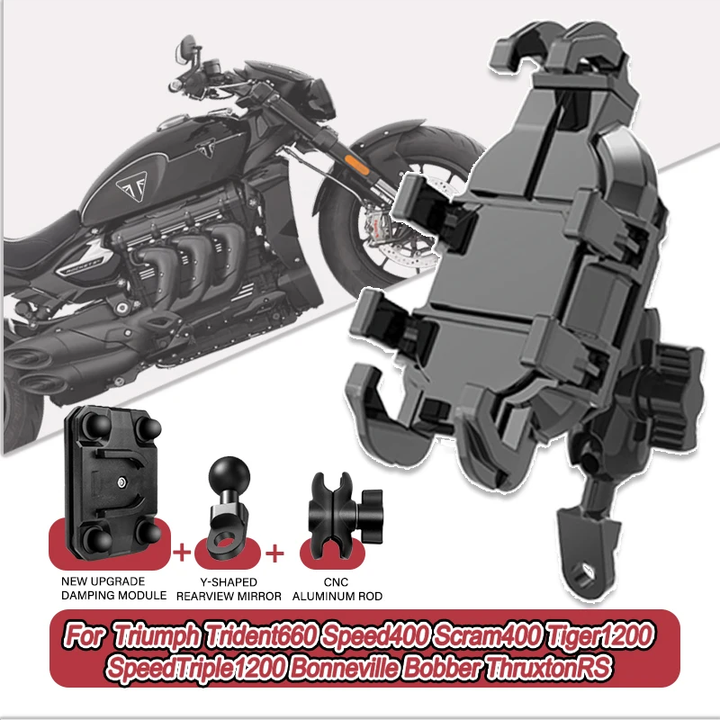 

For Triumph Trident660 Speed400 Scram400 Tiger1200 Bobber Thruxton 360° Adjustable Motorcycle Phone Holder Mount Bracket Stand