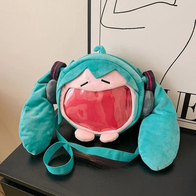 Nowa 23cm Kawaii Hatsune Miku Torba na ramię Cartoon Plush Painful Packet Crossbody Bag Funny Soft Girl Bag Student Bag Gifts