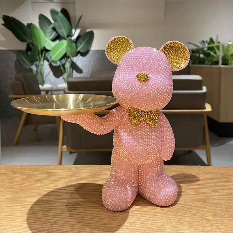 Nordic Home Decor Diamond Bear Statue Room Decor Pure Handmade Ornaments Figurine Home Decoration Desk Accessories Art Sculpture