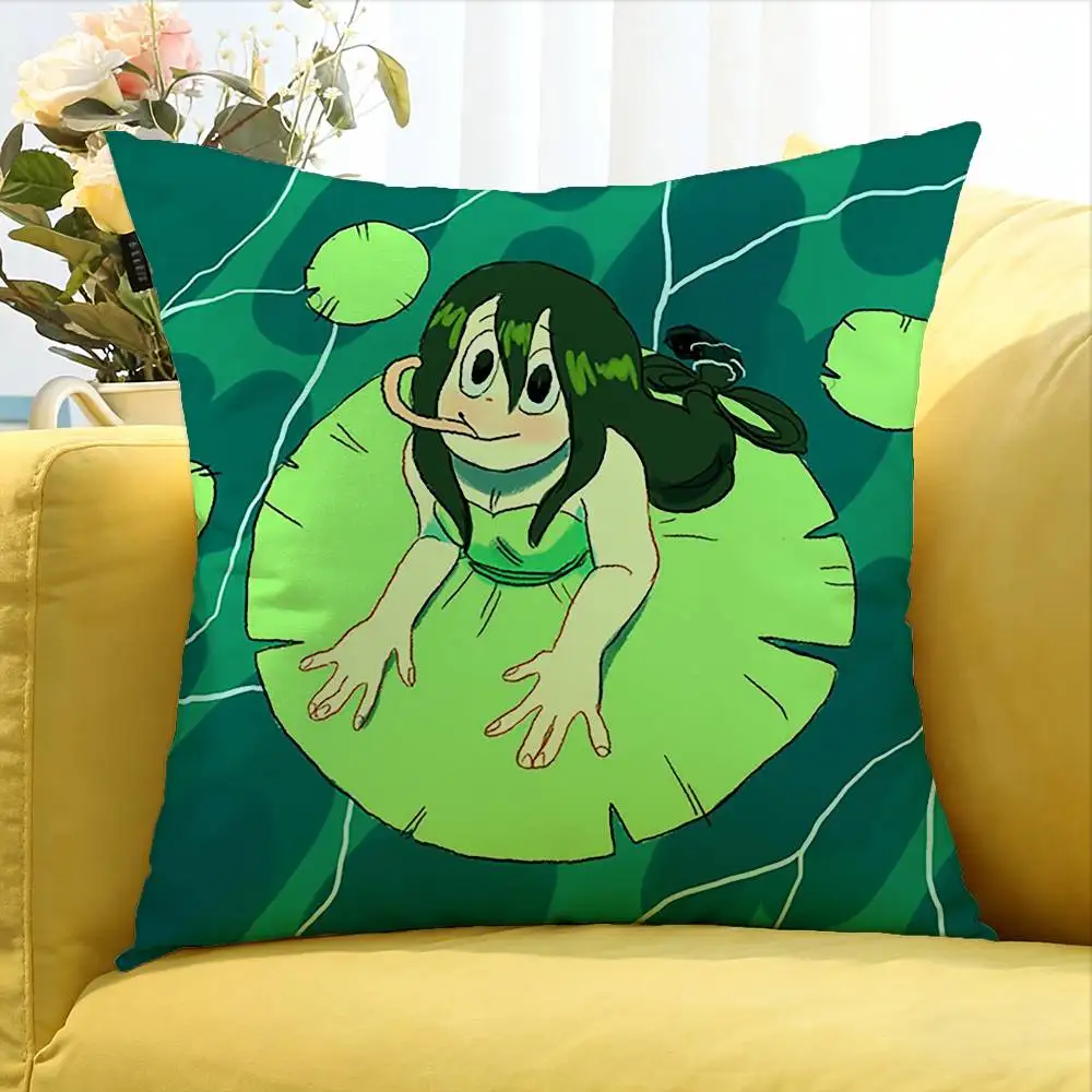 Cartoon Tsuyu Asui Cute Anime   Various Sizes Square Pillow Case For Car Home Bedchamber Decor