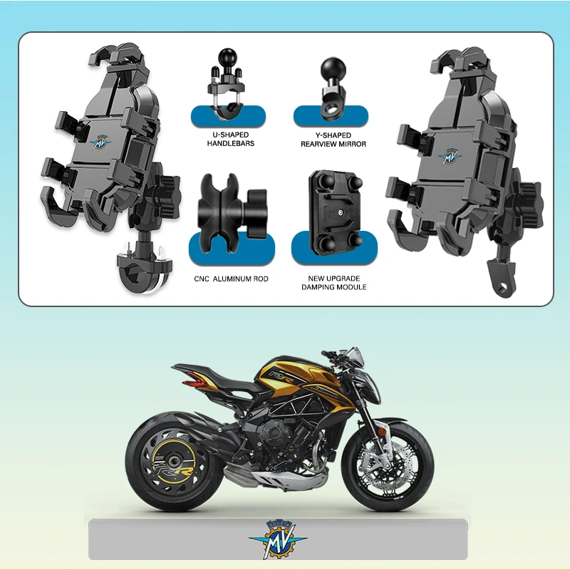 

For MV Agusta 675 800 Brutale Turismo Veloce RC 312RR Phone Mount Stand Motorcycle Holder 360° Rotatable ABS Adjustable