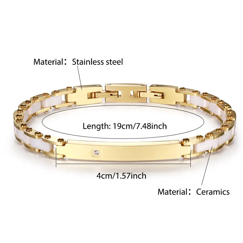 Rainso Stainless Steel Ceramic Health Care Magnetic Bracelets For Women Luxury Jewelry Set Gifts 2024