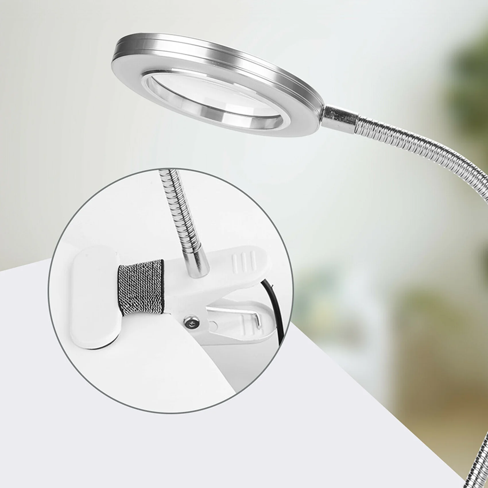 AA81-2X Desk Table Top 8X Magnifying Glass Beauty Nail Salon Tattoo Magnifier Lamp Light