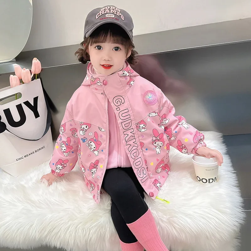 

2Pcs Girl Thickened Hooded Coat Spring Autumn New Anime Shock Suit Trench Coat Leisure Comfortable Kawaii Cartoon