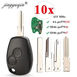 jingyuqin 10x 2BTNRemote Car Key For Renault Duster Modus Clio 3 DACIA Logan Sandero 433Mhz PCF7947 PCF7946 pcf7952E Chip